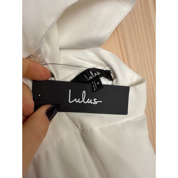 NWT Lulus Moments to Remember White Sleeveless Wide-Leg Cutout Jumpsuit Classy M - Picture 9 of 12